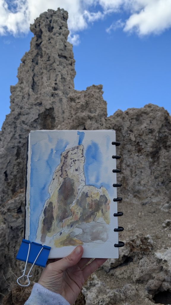 Nature journaling page with the tufa it depicts