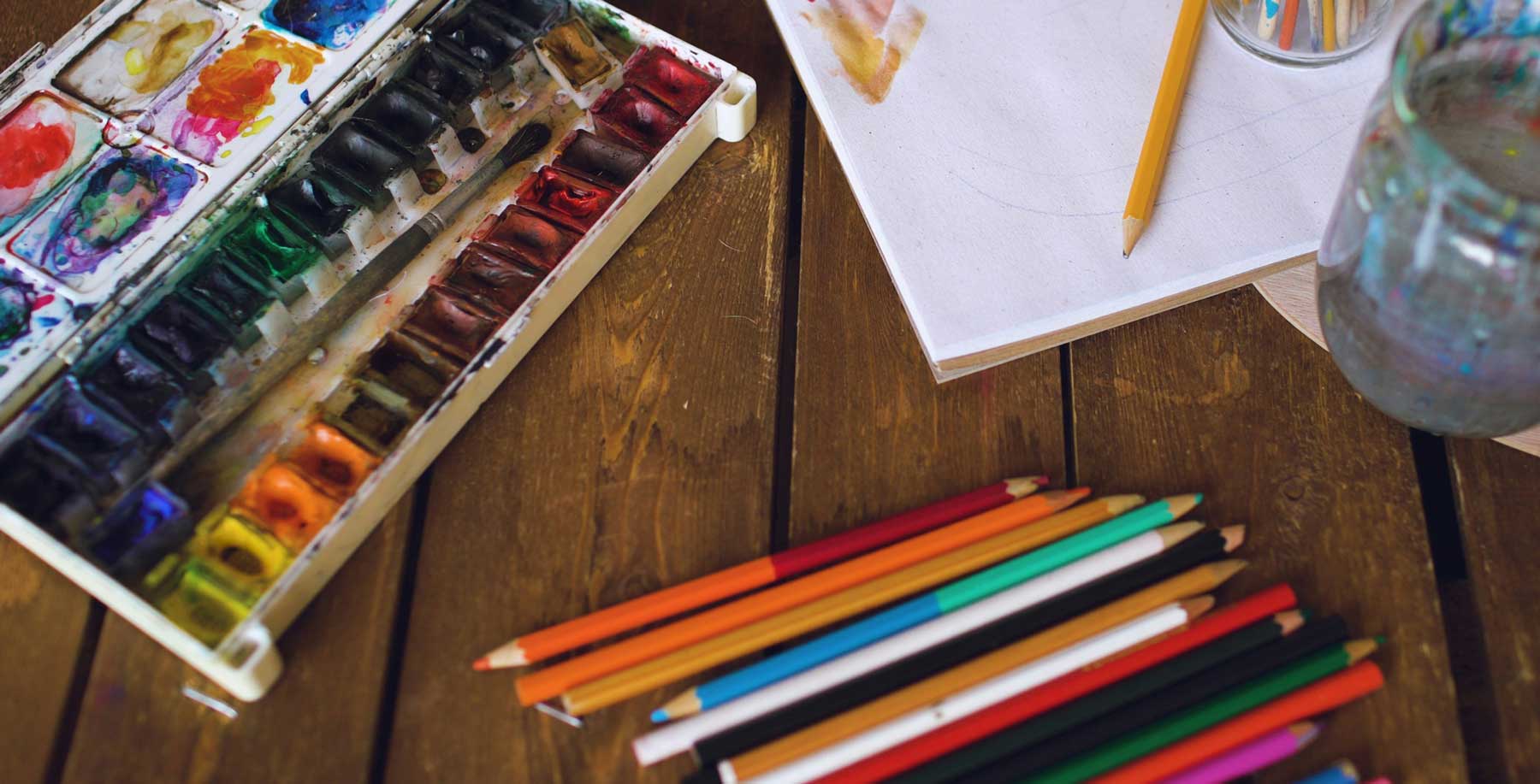 art supplies on a table